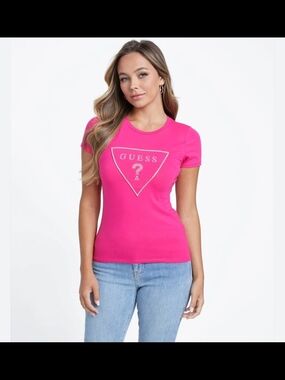 GUESS Pink Logo Short Sleeve Tee